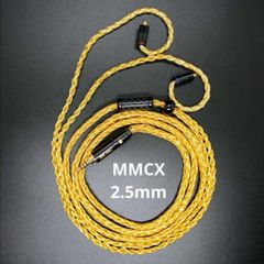 超高評価!最高仕様16芯 希少金メッキケーブル 膨張式mmcx/2.5mm L字