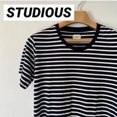 STUDIOUS ストゥディオス ボーダー 半袖 Tシャツ インナー NAVY×WHITE M