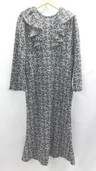◇ Θ◎●未使用● mystic ミスティック 総柄 フリル 長袖 ロング ワンピース サイズ1 ブラック レディース E  【1504240019925】
