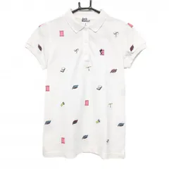 【美品】ジャックバニー×ドラえもん 半袖ポロシャツ 白×マルチカラー 刺しゅう総柄 レディース 1(M) ゴルフウェア Jack Bunny