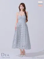 ブルー [DE3784-IV-2504]【DEA.by ROBE de FLEURS/ディアバイローブドフルール】ギンガムチェック/ オーガンジー/ フレア/ ロング/ ワンピース/ ミモレ丈/ マキシ丈/ ミディアムドレス/ キャバドレス