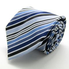 メイル&コー ブランド ネクタイ シルク ストライプ柄 PO メンズ ネイビー MALE & Co 【中古】