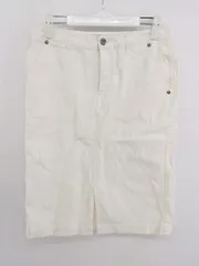 ◇ B MING LIFE STORE by BEAMS ストレッチ スリット 膝丈 タイト スカート サイズL オフホワイト レディース P  【1302140000995】