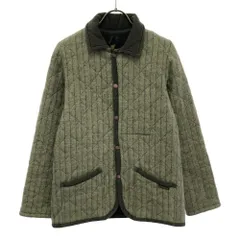 ラベンハム イギリス製 ウール ヘリンボーン柄 キルティングジャケット 36 グレージュ LAVENHAM レディース