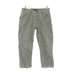 Johnbull ジョンブル 日本製 ストライプ テーパードデニムパンツ M ブルー×ホワイト 11628ハシ レディース 古着