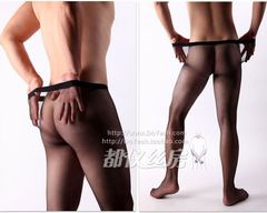 DOYEAH 0158　BLACK　継ぎ目なし！オールスルーメンズ シームレス パンティストッキング サオ付き