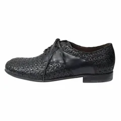 未使用 ドルチェ&ガッバーナ ドルガバ DOLCE&GABBANA 編み込み レザー ダービー シューズ ダイアモンドカッティング 革靴 6 （約25cm） 紺 ネイビー メンズ ■２のサムネイル