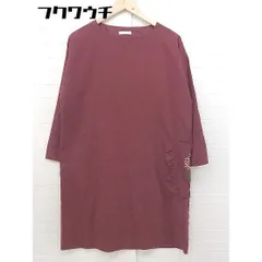 ◇ merlot plus メルロープリュス 刺繍 長袖 膝下丈 ワンピース バーガンディ系 レディース 【中古】 【1103290013855】のサムネイル