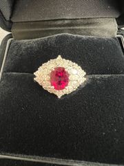 Pt900 ルビー 1.14ct ダイヤモンド1.20ct  9号　デザインリング プラチナ  レディース 【中古】