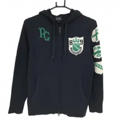 【美品】パーリーゲイツ ニットジップパーカー ネイビー ロゴグリーン カシミヤ100％  レディース 0(S) ゴルフウェア PEARLY GATES