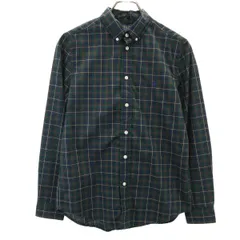 POLO RALPH LAUREN ポロラルフローレン チェック柄 長袖 ワンポイント刺繍 コットンシャツ L グリーン キッズ 古着