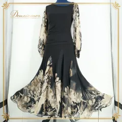 社交ダンス 衣装 トップス スカート ブラウス ツーピース セットアップ 長袖 花柄 レース レッスン 練習着 パーティ 発表会 レッスンウエア 上品 高級感