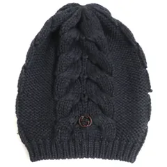 極美品▼GUCCI グッチ 300052 4G206 GGロゴ付き ウール100% ケーブルニットキャップ/帽子 ダークグレー M イタリア製 メンズ 正規品　p06-st30321-46のサムネイル