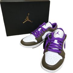 θ【タグ付き新品未使用品】Nike/ナイキ エアジョーダン 1 LOW 553558-215 ブラウン系×ホワイト系×パープル系 スニーカー 28㎝ 箱付属 S20232364981