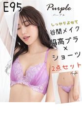 【新品 未使用】E95 大きいサイズ ブラジャー＆ショーツ ブラジャー E95 ショーツ 4L パープル 脇高ブラ レディース 新品 送料無料