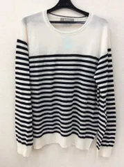 ナノユニバース　ナノユニバース 白×黒ボーダーニット アクリル、ナイロン、毛、カシミヤ サイズL