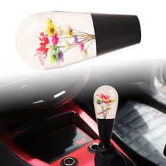 クリスタルシフトノブ アダプタ 花 車 トラック 軽トラ 旧車 クラシックカー デコトラ ハイエース 水中花 昭和 レトロ 汎用 ギア AT MT (ブラック)