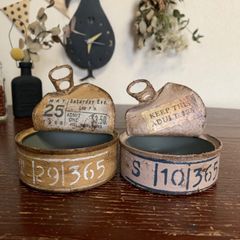 リメイク缶（中サイズ）2個　ホワイト　鳥　リメイク鉢 リメイク缶（中サイズ）2個ホワイト鳥リメイク鉢