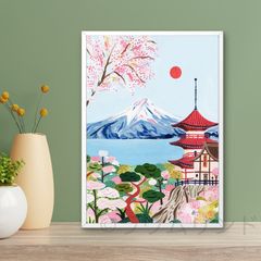 サラデママ 日本 風景 イラスト アート ポスター A4サイズ 21×30cm フレーム 別売