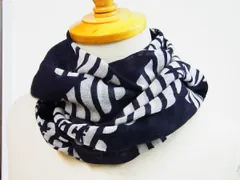 中古品★ARMANI JEANS アルマーニジーンズ★AGロゴロングマフラーストール★ネイビー紺【本物保証】ロングストール★男女兼用★抜け感