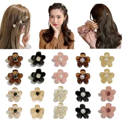 新品 ALLMIRA ヘアクリップ ミニ 20個セット 花 ヘア クリップ 小さめ バンスクリップ かみどめ クリップ 可愛い 小 髪留め クリップ ヘアピン 小さいサイズ 大人 可愛い へあくりっぷ hair clip ヘアアクセサリー(ダイヤモンド+パール