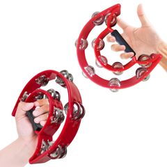 【人気商品】アコースティック カホン 演奏 パーカッション 半円型 楽器 【レッド＆レッド】 カラオケ タンバリン 盛り上げ ozgram