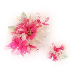 特別セール価格 髪飾り 成人式 水引 赤 振袖 前撮り 袴 花 豪華2点セット 白 ピンク ゴールド 大特価 レース ふわふわ おしゃ No.8-0856