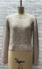 クロップド丈透かし編みプルオーバー ニット セーター 長袖 ニットセーター