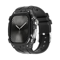 アップルウォッチバンド（Apple Watchバンド）メタリックフレーム一体型バンド【ブラック×ブラック】46mm対応 [BELTIES]