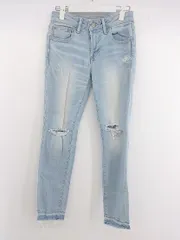 ◇ AZUL BY MOUSSY ストレッチ ダメージ加工 ジーンズ デニム パンツ サイズS ライトブルー系 レディース P  【1304200024699】