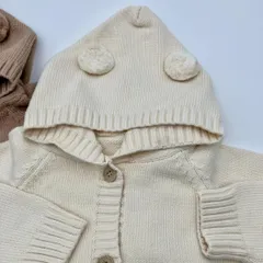 新品　ニット　長袖　ロンパース　セーター　韓国風　ベビー73  80 オフホワイト　ベージュ　フォロー割