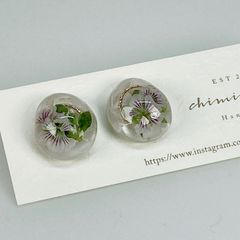 カーペットかすみ草の一粒ピアス/サージカルステンレス