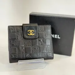 美品✨シャネル アイコンライン 二つ折り財布 ラムスキン wホック バイカラー シャネル 財布 CHANEL アイコン 折り財布 Wホック ラムスキン