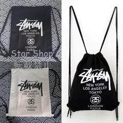 ✨新品未使用 大人気 ステューシー STUSSY ブラック ホワイト ナップサック リュック バックパック 男女兼用 2色選択可能 【1-2日以内に発送】