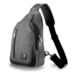 Color:102.グレー(USB無し） [C two Q] ショルダーバッグ ボディバッグ 斜めがけ 軽量 防水 大容量 メンズ レディース (2.グレー)