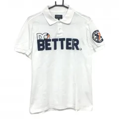 ★SALE価格★【美品】パーリーゲイツ 半袖ポロシャツ 白×ネイビー フェルトワッペン メンズ 5(L) ゴルフウェア PEARLY GATES