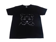 オリジナルデザインいぬイラストＴシャツブラックTシャツ／Printstar5.6オンスヘビーウェイトTシャツ