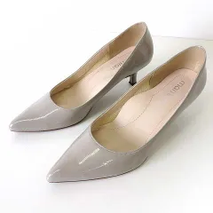 マミアン mamian パンプス ポインテッドトゥ エナメル レザー 24.0cm グレー ベージュ グレージュ くつ 靴 シューズ 美品のサムネイル