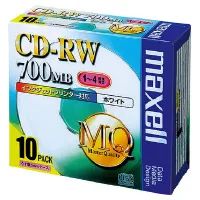 【新品・3営業日で発送】マクセル CDRW80PW.S1P10S CD-RW 700MB 4倍速 ホワイトプリンタブル 5mmケース 10枚入(CDRW80PW.S1P10S)