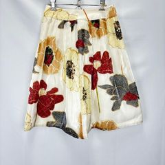 美品 ヒューゴボス 花柄 フレア プリーツ スカート リバティ 