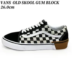 VANS スニーカー バンズ オールドスクール ガムブロック チェッカー 26.0cm VANS OLD SKOOL GUM BLOCK ホワイト ブラック 中古 ユーズド 匿名配送 アメリカ ブランド 日本国内流通の正規品です カジュアル ストリート