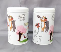 茶筒】　お茶道具　煎茶　焙じ茶　昭和レトロ　猫　茶缶　新品　未使用品