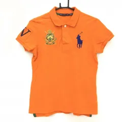【美品】ラルフローレンスポーツ 半袖ポロシャツ オレンジ ビッグポニー コットン100％  レディース M ゴルフウェア Ralph Lauren