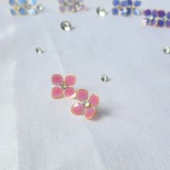 紫陽花 一粒ピアス イヤリング ストーン シンプル ピンク