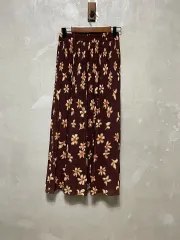 ヴィンテージ レトロ フラワー シフォン プリーツ スカート J02177