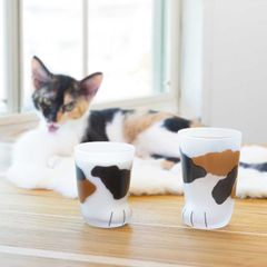 아델리아 (Aderia) 신품 페어 글라스 미케 고양이 230ml - 300ml 코코네코 부모와 자식 세트 화장품 상자 일본제 선물 세트 생일 선물 선물 무료 배송