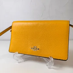 ✨Bランク   COACH　ショルダーバッグ　ショルダーウォレット　お財布ショルダー　レザー　イエロー　５４００２　「105EL」