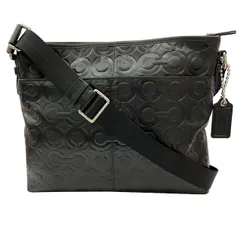 美品 コーチ オプアート オールレザー ショルダーバッグ 70248 ブラック COACH 70248 Op Art Leather Flat Crossbody Satchel オプ