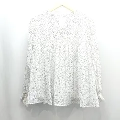 ◇ ⊇ OPAQUE.CLIP ドット柄 プリーツ加工 長袖 ブラウス サイズM ホワイト ブラック レディース E  【1503050038812】