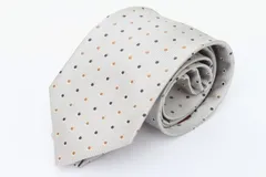 ヒルトン ブランドネクタイ ドット柄 シルク イタリア生地 日本製 メンズ グレー HILTON 【中古】